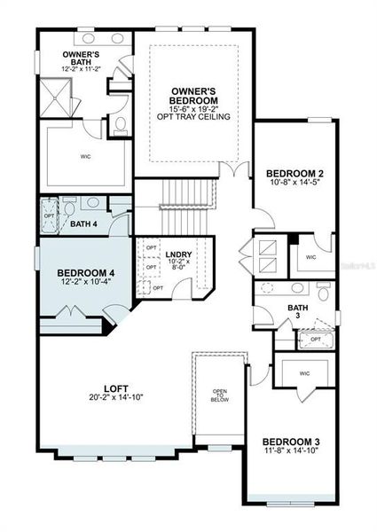 2D floor plan layout of this home in Lake Star at Ovation, Winter Garden, FL (Image 3).