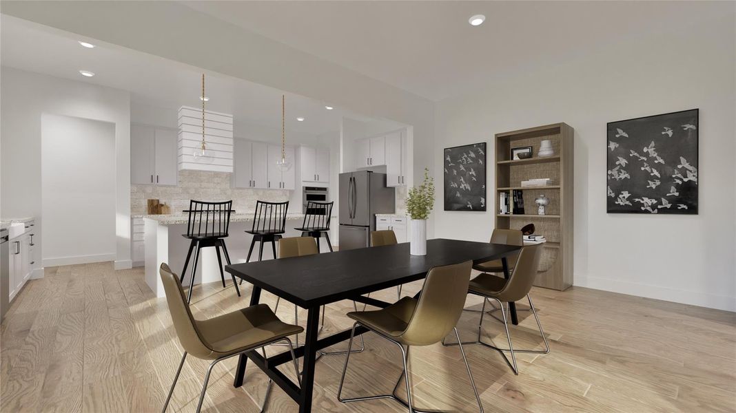 The kitchen and adjoining family room. The kitchen and adjoining family room.