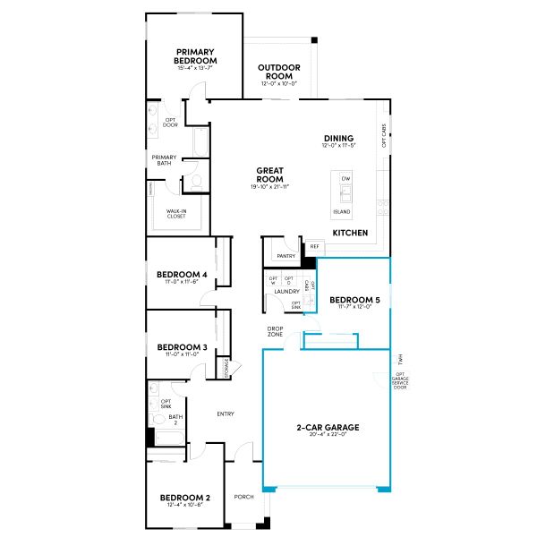 2D floor plan layout for the Laredo Phase 5a by Brookfield Residential in Highland Ridge at Alamar, Avondale, AZ (Image 3). 2D floor plan layout for the Laredo Phase 5a by Brookfield Residential in Highland Ridge at Alamar, Avondale, AZ (Image 3).