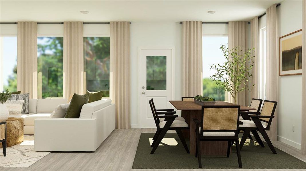 Dining space featuring light hardwood / wood-style floors