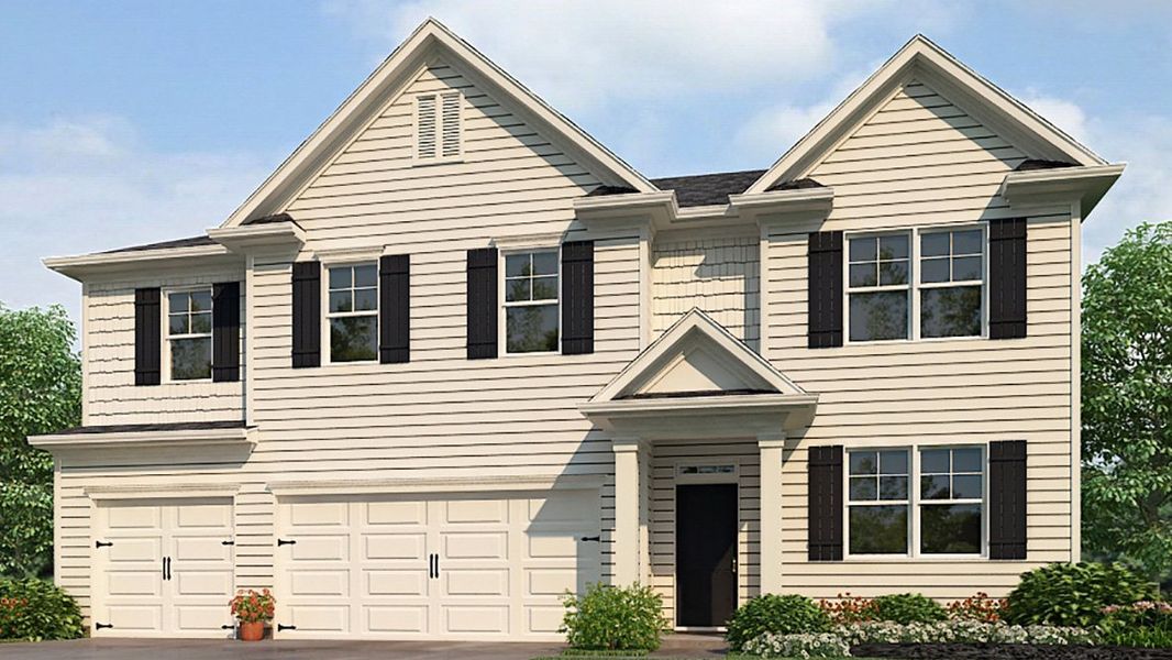 Representative exterior photo of a completed home built from the Mansfield by D.R. Horton in Liberty Crossing, Braselton, GA (Image 4).
