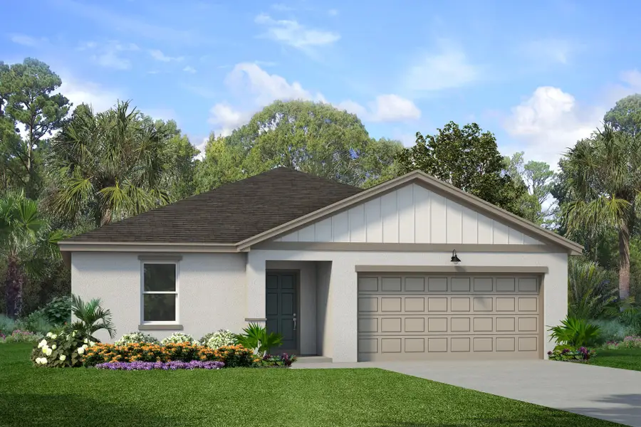 Representative exterior photo of a completed home built from the Crusade by Park Square Residential in Leela Reserve, Tavares, FL (Image 2). Representative exterior photo of a completed home built from the Crusade by Park Square Residential in Leela Reserve, Tavares, FL (Image 2).