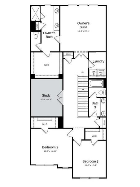 Structural options added include: gourmet kitchen and study.