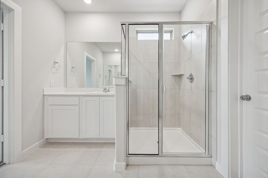 Primary Bathroom in the Masters home plan by Trophy Signature Homes – REPRESENTATIVE PHOTO