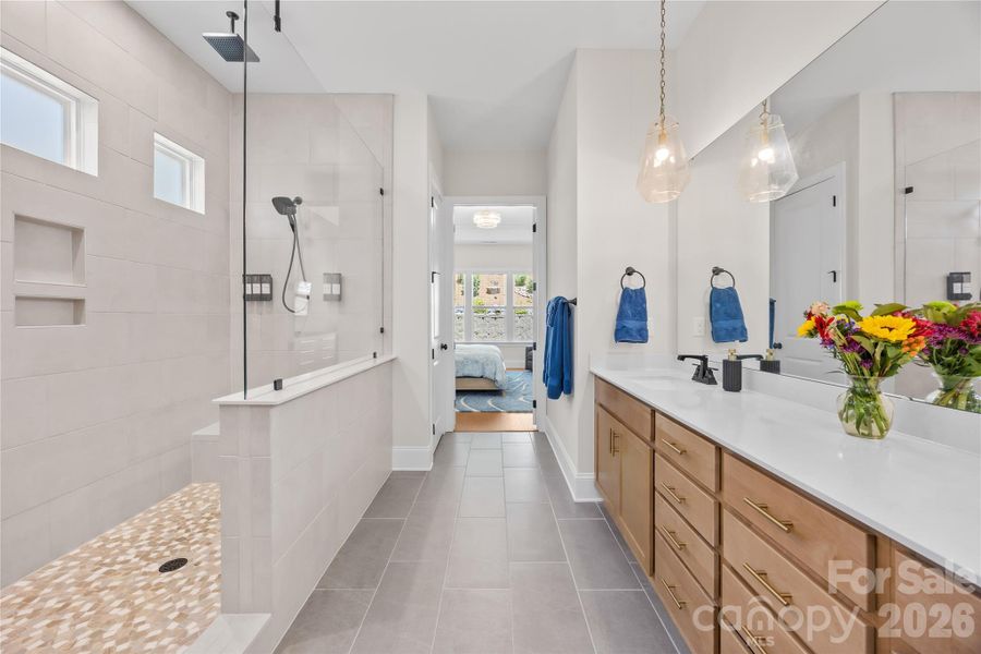 Primary Bathroom with Large Walk-In Multi-Head Luxury Shower Primary Bathroom with Large Walk-In Multi-Head Luxury Shower