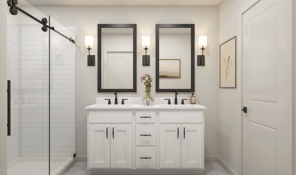 Primary bath with dual sinks