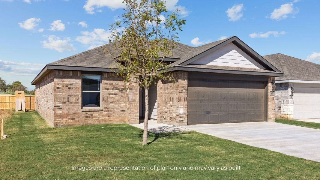 Front exterior of a new home in Overlook West, Wolfforth, TX, highlighting curb appeal (Image 2).