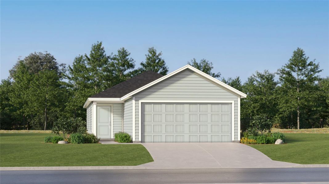 Front exterior of a new home in Rancho Del Cielo, Jarrell, TX, highlighting curb appeal (Image 20).