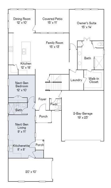 2D floor plan layout of this home in The Preserve at Rosenberg, Rosenberg, TX (Image 3).