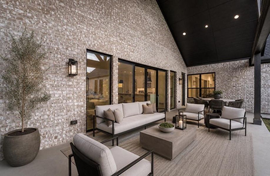 Virtually staged covered patio