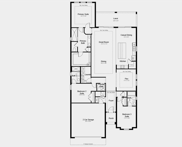 2D floor plan layout for the Lazio II by Taylor Morrison in Esplanade at Wellen Park, Englewood, FL (Image 5).