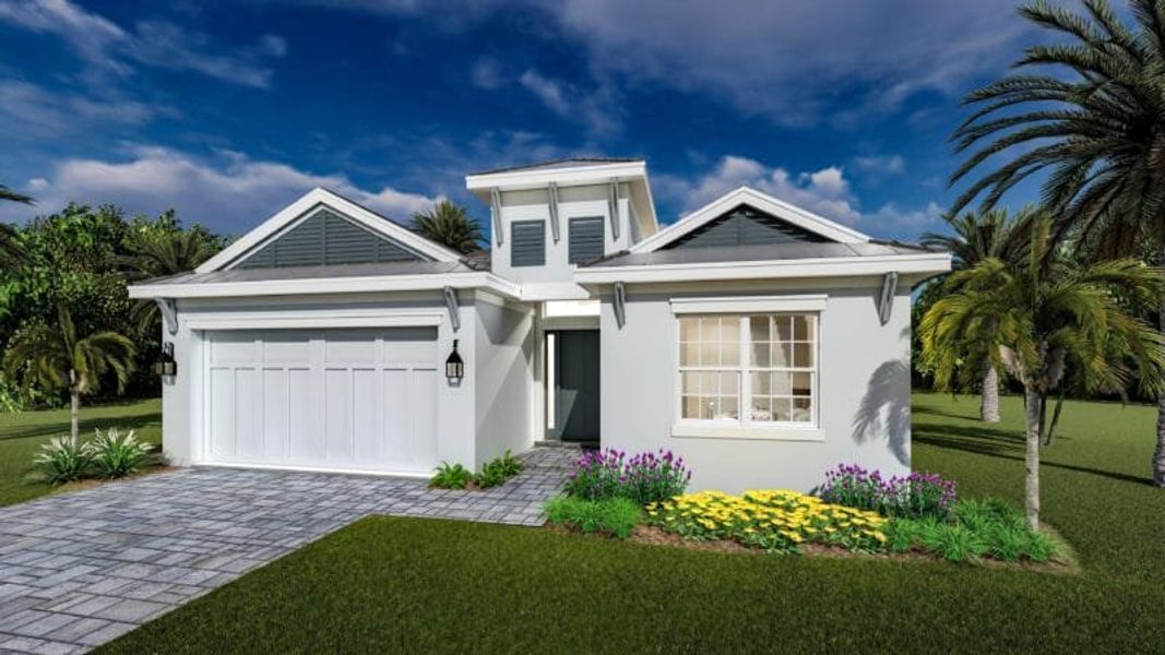 Representative exterior photo of a completed home built from the Bermuda by Medallion Home in The Willows, Parrish, FL (Image 6).