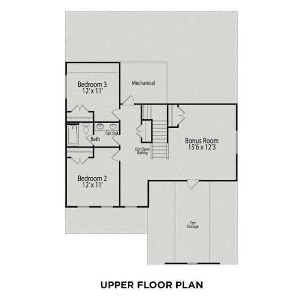 2D floor plan layout for the The Ash D by Davidson Homes LLC in Windgate, Mooresville, NC (Image 4).