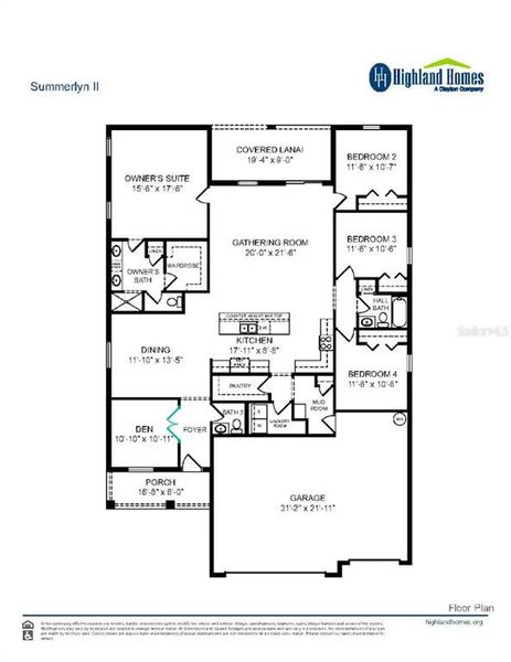 2D floor plan layout of this home in Bellaviva, Auburndale, FL (Image 2).