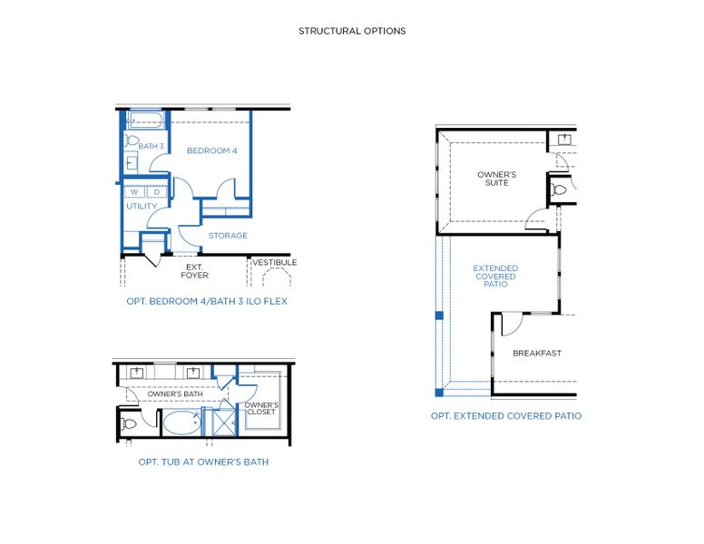 2D floor plan layout for the Melbourne by Tricoast Homes in Lago Mar  50'  &  55', Texas City, TX (Image 14).