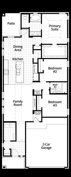 2D floor plan layout of this home in Heritage Ranch, Sherman, TX (Image 2).