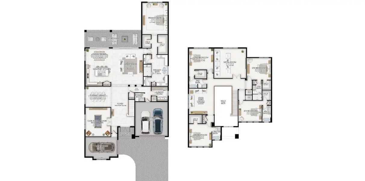 2D floor plan layout of this home in Apex at Avenir, Palm Beach Gardens, FL (Image 2).