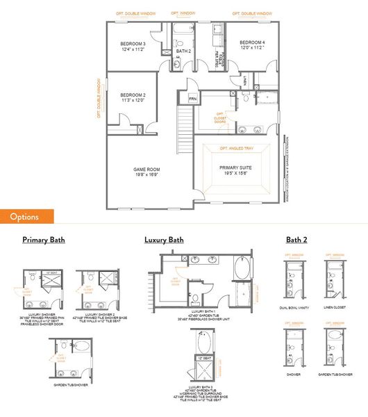 2D floor plan layout for the Riley by True Homes in Westbrook Falls, Colfax, NC (Image 4).