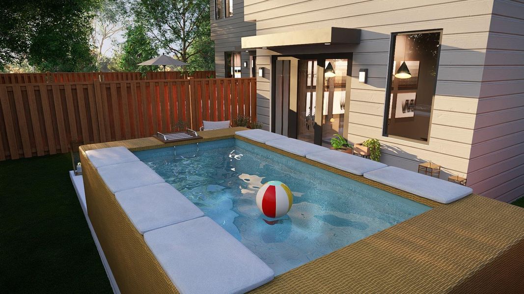 View of pool featuring a jacuzzi and patio surround