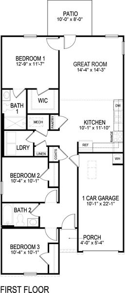 2D floor plan layout of this home in Crescent Ridge, Niota, TN (Image 2).