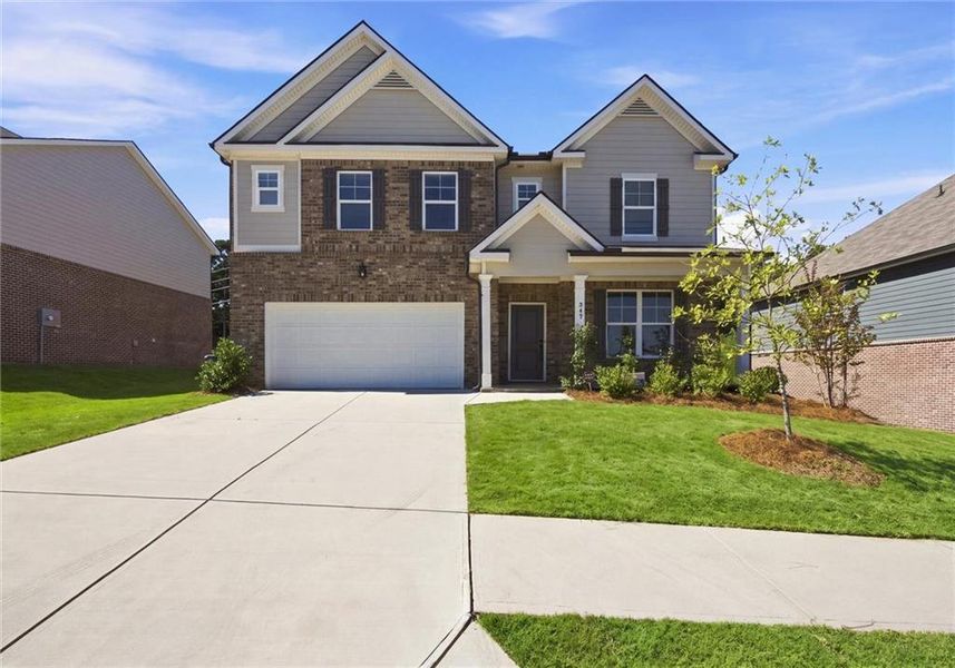 Front exterior of a new home in , Lawrenceville, GA, highlighting curb appeal (Image 1). Front exterior of a new home in , Lawrenceville, GA, highlighting curb appeal (Image 1).