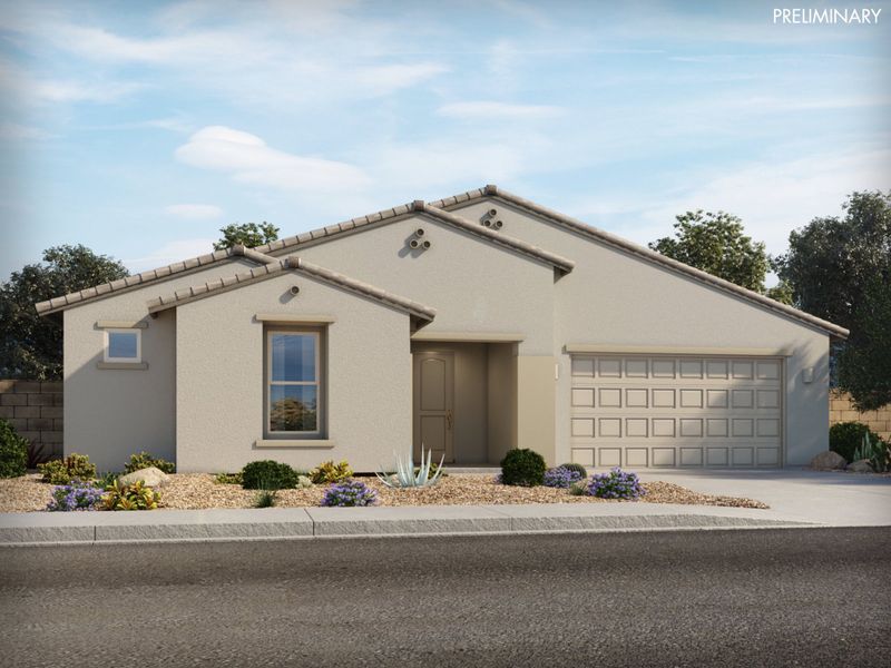 Representative exterior photo of a completed home built from the Palo Verde by Meritage Homes in Arbor at Madera Highlands II, Sahuarita, AZ (Image 2).