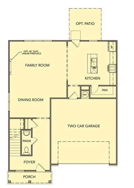 2D floor plan layout for the Mulberry by Kerley Family Homes in The Reserve at Chapel Hill Phase II, Douglasville, GA (Image 3).
