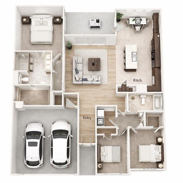 2D AI Representation for 109 Mesa Based on Interior Selections and Floor Plan 2D AI Representation for 109 Mesa Based on Interior Selections and Floor Plan