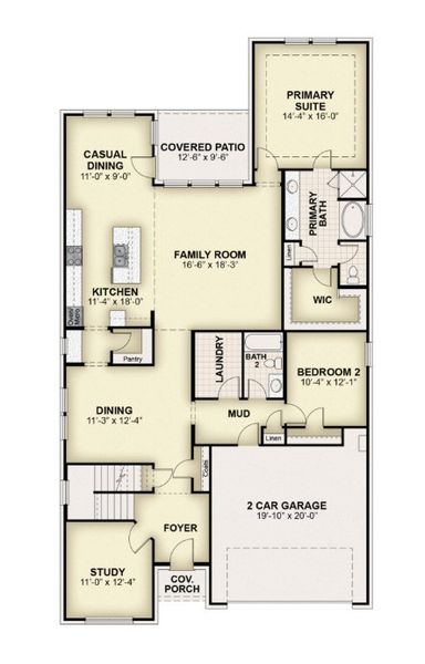 2D floor plan layout of this home in Wildflower Ranch, Justin, TX (Image 4). 2D floor plan layout of this home in Wildflower Ranch, Justin, TX (Image 4).