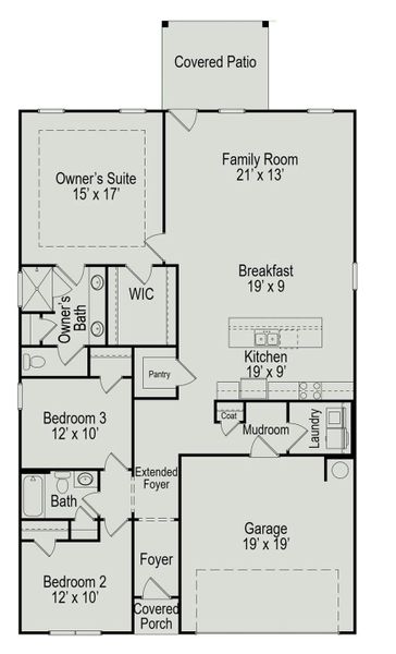 2D floor plan layout of this home in Audubon 50's, Magnolia, TX (Image 2).