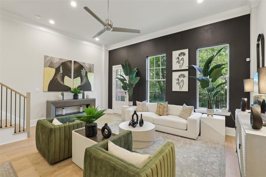 Image of model home with similar floorplan.