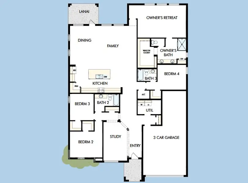 2D floor plan layout for the The Chadworth by David Weekley Homes in Coasterra, Palmetto, FL (Image 3).