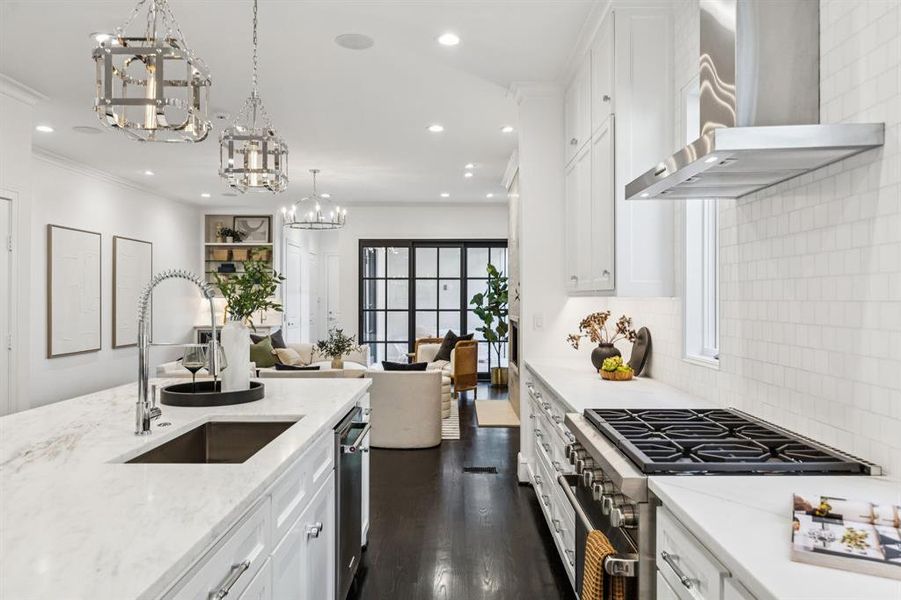 Subzero Wolf Gas Range Kitchen. Calcutta Marble, Custom Cabinetry. Subzero Wolf Gas Range Kitchen. Calcutta Marble, Custom Cabinetry.