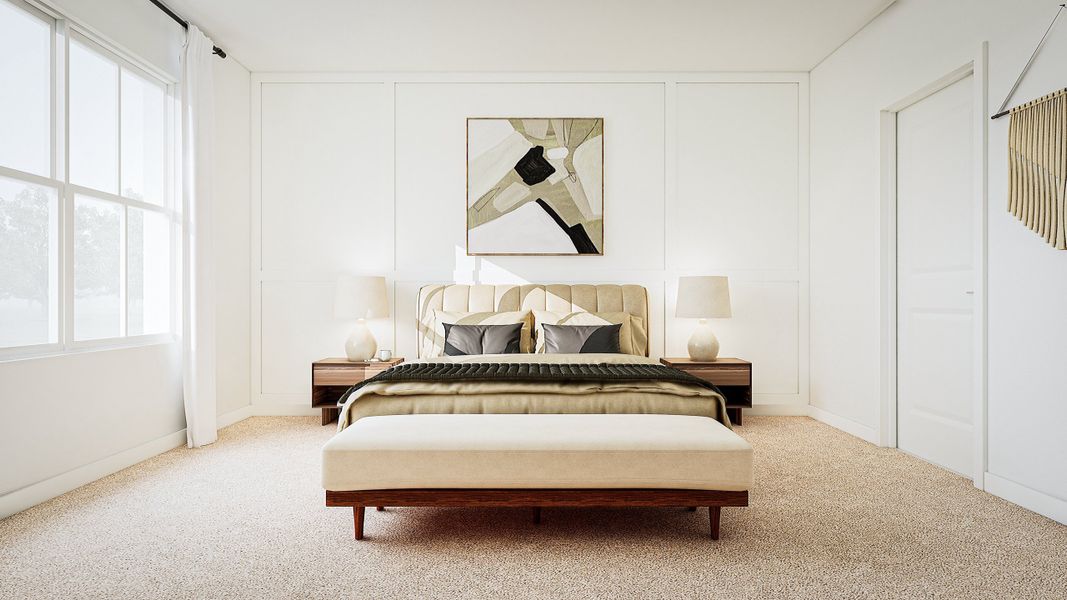 Primary suite with decorative feature wall