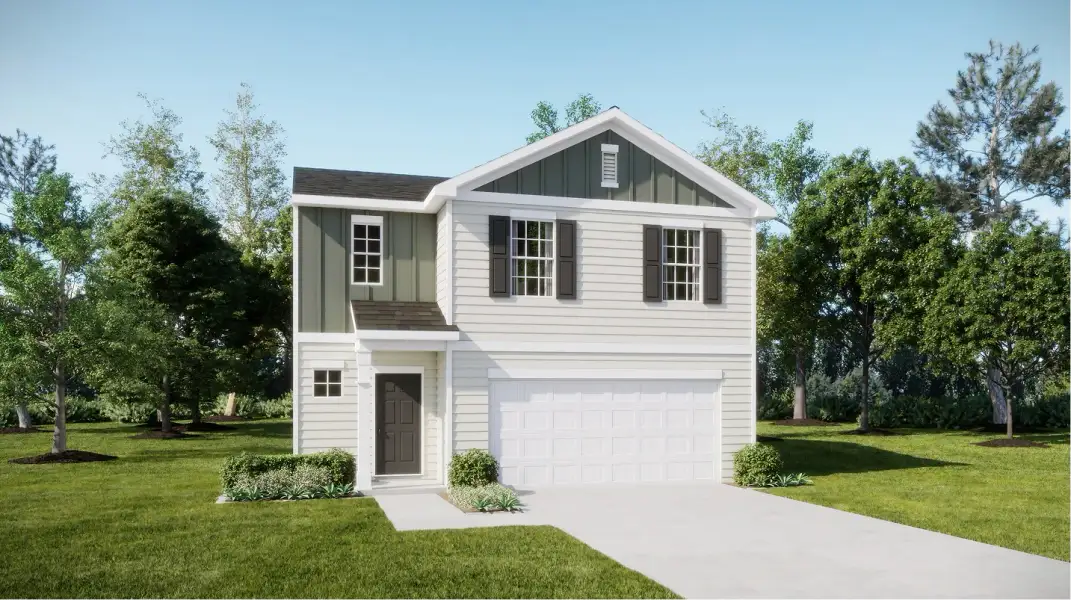 Front exterior of a new home in Westgate Plantation, Spartanburg, SC, highlighting curb appeal (Image 1). Front exterior of a new home in Westgate Plantation, Spartanburg, SC, highlighting curb appeal (Image 1).