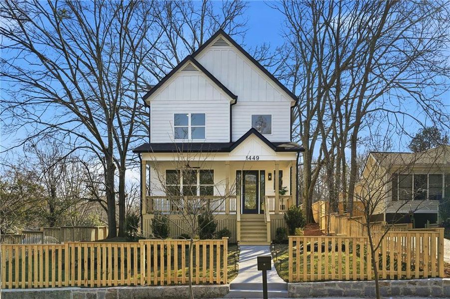 Front exterior of a new home in , Atlanta, GA, highlighting curb appeal (Image 24).