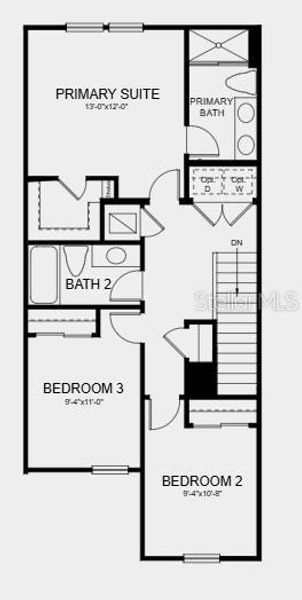 2D floor plan layout of this home in The Townhomes at Azario Lakewood Ranch, Bradenton, FL (Image 3).
