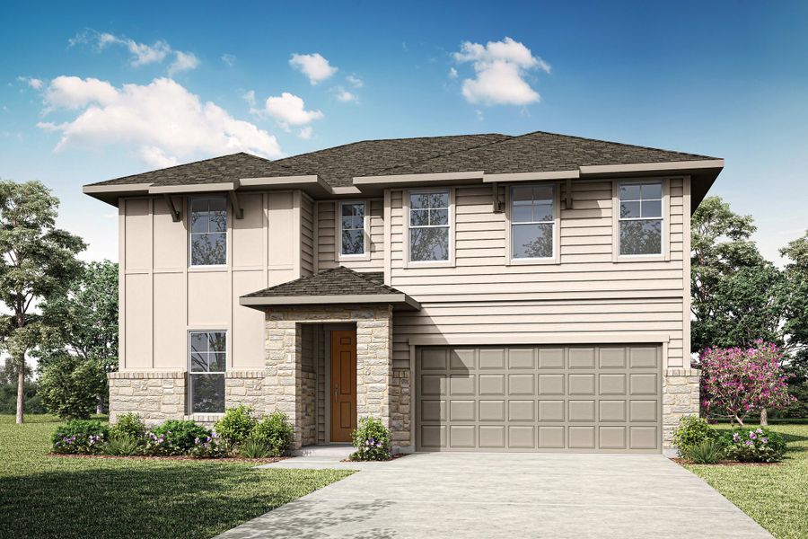 Representative exterior photo of a completed home built from the Lillian by Tri Pointe Homes in Painted Tree, McKinney, TX (Image 2). Representative exterior photo of a completed home built from the Lillian by Tri Pointe Homes in Painted Tree, McKinney, TX (Image 2).