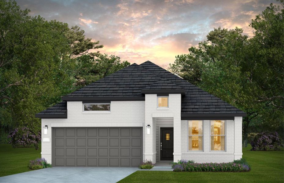 Representative exterior photo of a completed home built from the Oakmont by Pulte Homes in Montgomery Bend, Montgomery, TX (Image 11). Representative exterior photo of a completed home built from the Oakmont by Pulte Homes in Montgomery Bend, Montgomery, TX (Image 11).