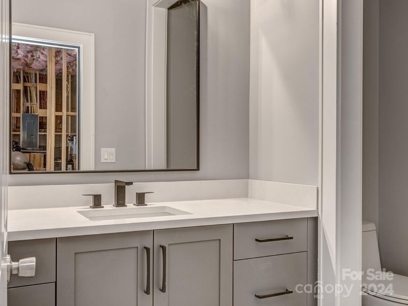 Finished Half Bath in Basement