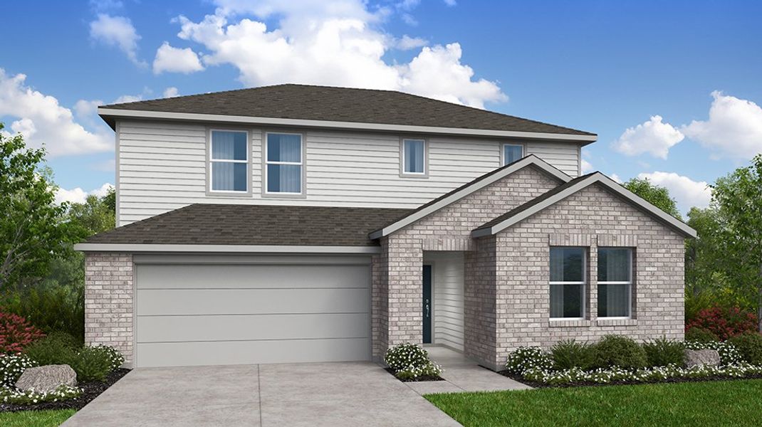 Representative exterior photo of a completed home built from the Sparrow by Taylor Morrison in Longview 50s, Del Valle, TX (Image 19). Representative exterior photo of a completed home built from the Sparrow by Taylor Morrison in Longview 50s, Del Valle, TX (Image 19).