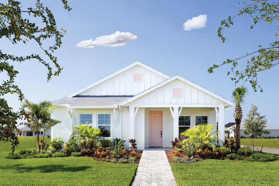 Representative exterior photo of a completed home built from the The Bellmeade by David Weekley Homes in Reflections at Olympus – Legacy, Clermont, FL (Image 1). Representative exterior photo of a completed home built from the The Bellmeade by David Weekley Homes in Reflections at Olympus – Legacy, Clermont, FL (Image 1).