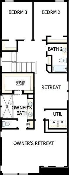 2D floor plan layout of this home in Painted Tree Woodland West – Cottages, McKinney, TX (Image 4).