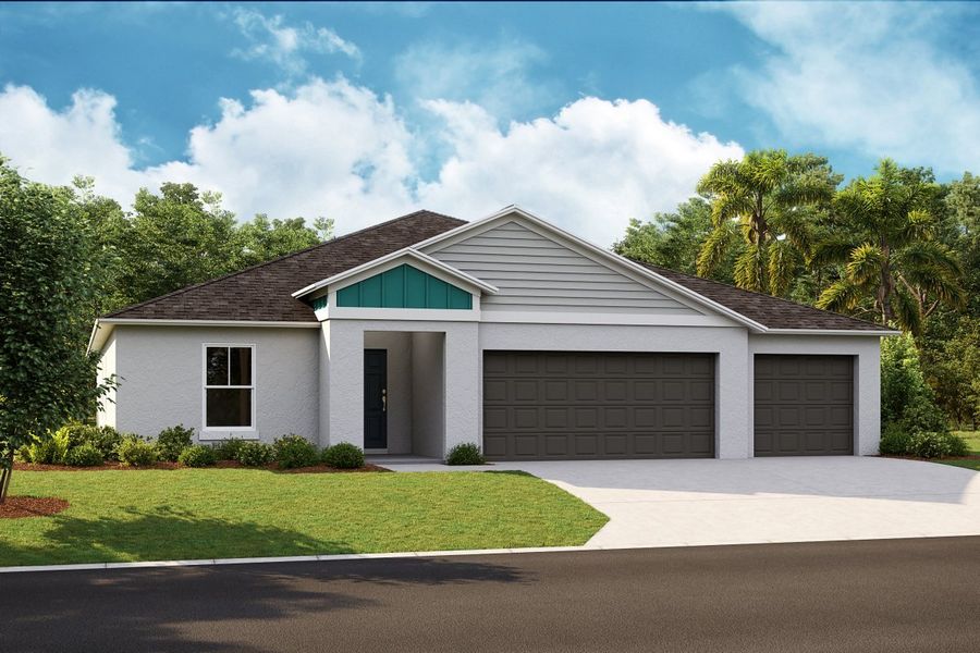 Representative exterior photo of a completed home built from the Jazmin by Casa Fresca Homes in Harmony at Lake Eloise, Winter Haven, FL (Image 2).