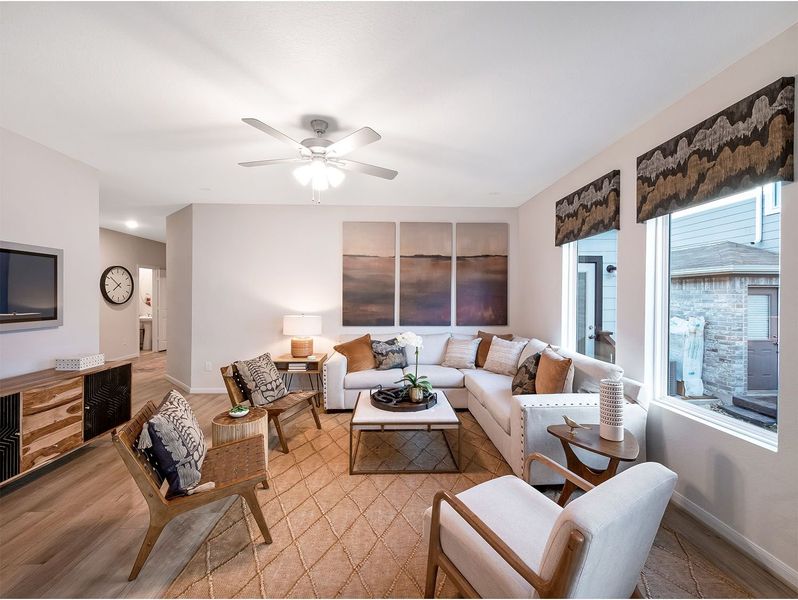 Representative furnished interior of a home built from the Pecan by CastleRock Communities in Chasin Heights, Converse (Image 6). Representative furnished interior of a home built from the Pecan by CastleRock Communities in Chasin Heights, Converse (Image 6).