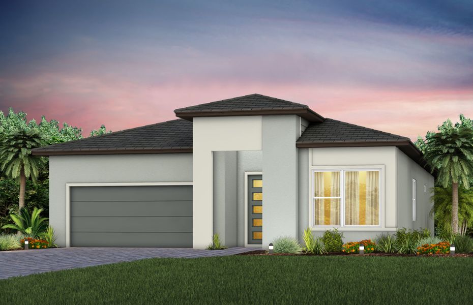 Representative exterior photo of a completed home built from the Palmary by Del Webb in Del Webb Explore North River Ranch, Parrish, FL (Image 23). Representative exterior photo of a completed home built from the Palmary by Del Webb in Del Webb Explore North River Ranch, Parrish, FL (Image 23).