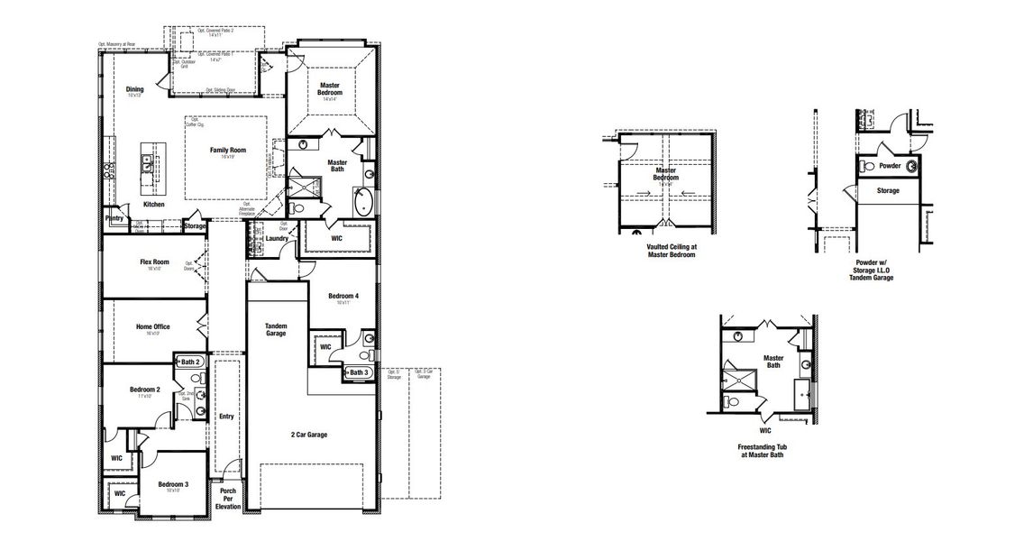 2D floor plan layout for the Hildago by Scott Felder Homes in Windsong, Boerne, TX (Image 3).