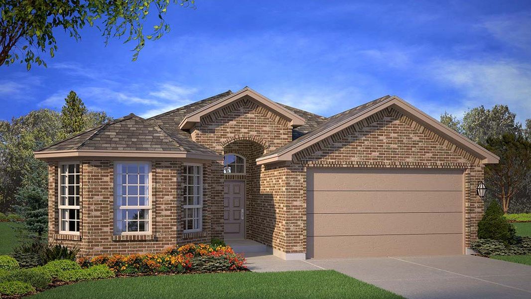 Front exterior of a new home in Westmont, Lubbock, TX, highlighting curb appeal (Image 2).
