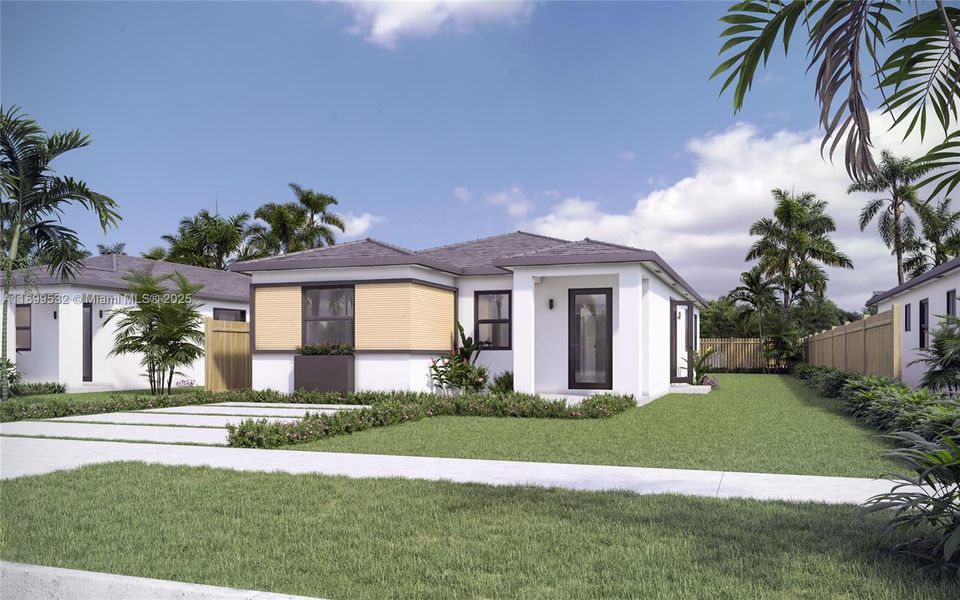 Front exterior of a new home in , Miami, FL, highlighting curb appeal (Image 9). Front exterior of a new home in , Miami, FL, highlighting curb appeal (Image 9).