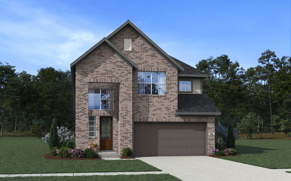 Representative exterior photo of a completed home built from the Dublin by Chesmar Homes in Sunterra, Katy, TX (Image 14).